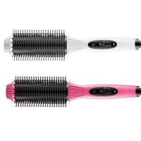 2 in 1hair straightener comb hair brush hair curler professional white pink electric curling iron hair style flat iron Fast