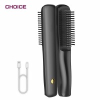 Private Label Hair Tools Iron Straight Brush Wireless Rechargeable Mini Ceramic Hair Straightening Brush