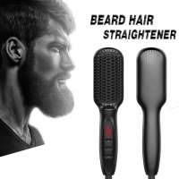 OEM Beard Straightener Heated Brush Ceramic Coating Hot Hair Straightening Comb Iron with Auto Temperature Lock for Men Women